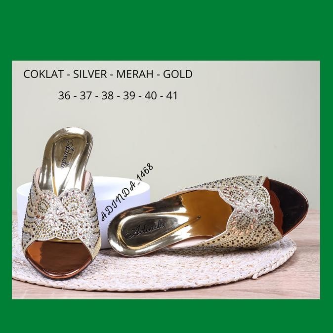 Sandal Wanita Pesta Model Payet 03 Wedges Selop High Heels 5Cm Terbaru