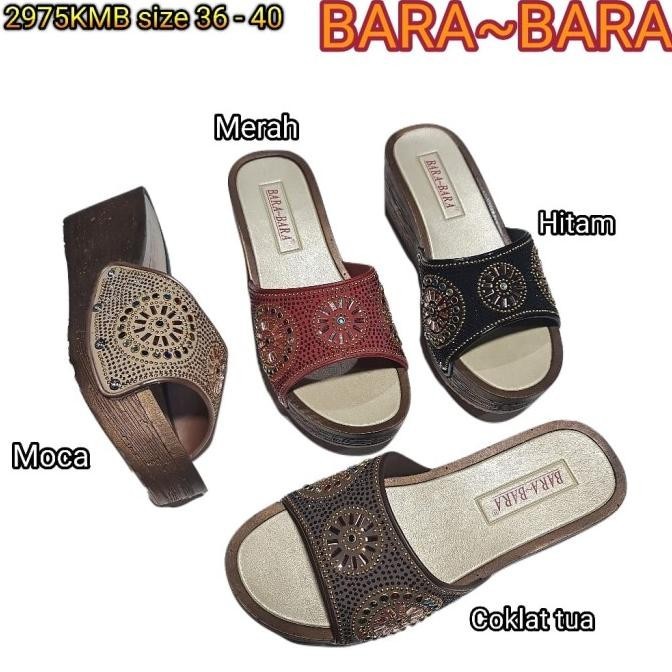 2975Kmb Bara Bara Original Sandal Wanita Karet Sendal Wedges Import