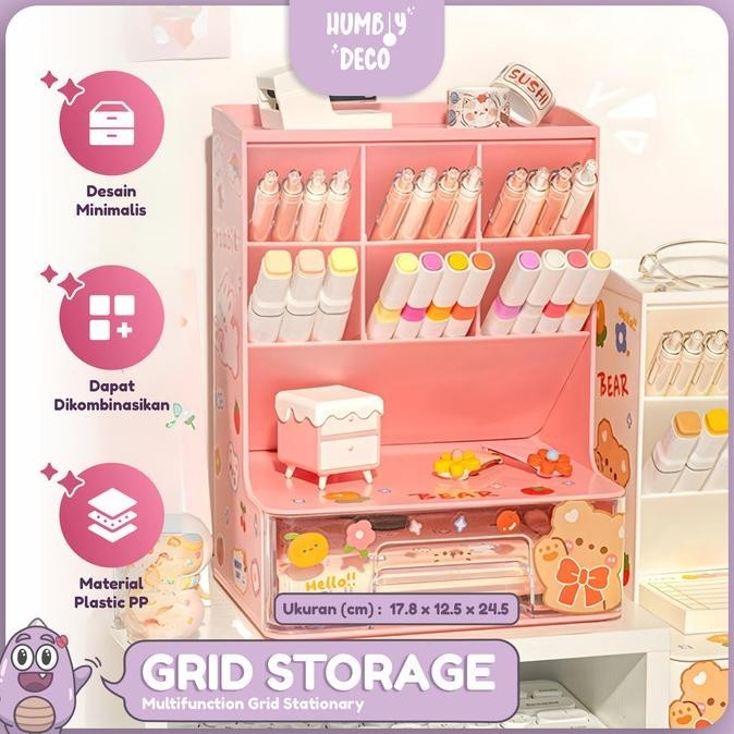 

Korean Aesthetic Grid Stationary Holder Desktop Storage Rack Organizer