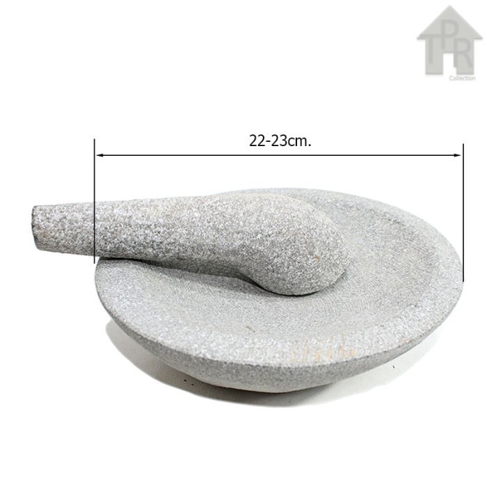 Dheao Set Cobek Ulekan Batu Asli Talaga - Oval D23