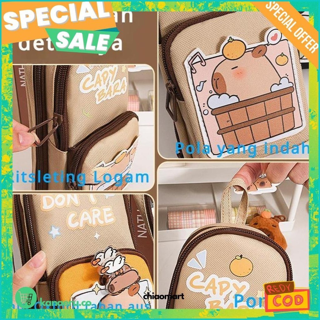 

(Krmi) CodModis Lucu Kapibara Kuromi Melody Panda Pensil Case 6 Lapis Besar Kapasitas Multifungsi Tahan Air Siswa Kanvas Pensil Tas