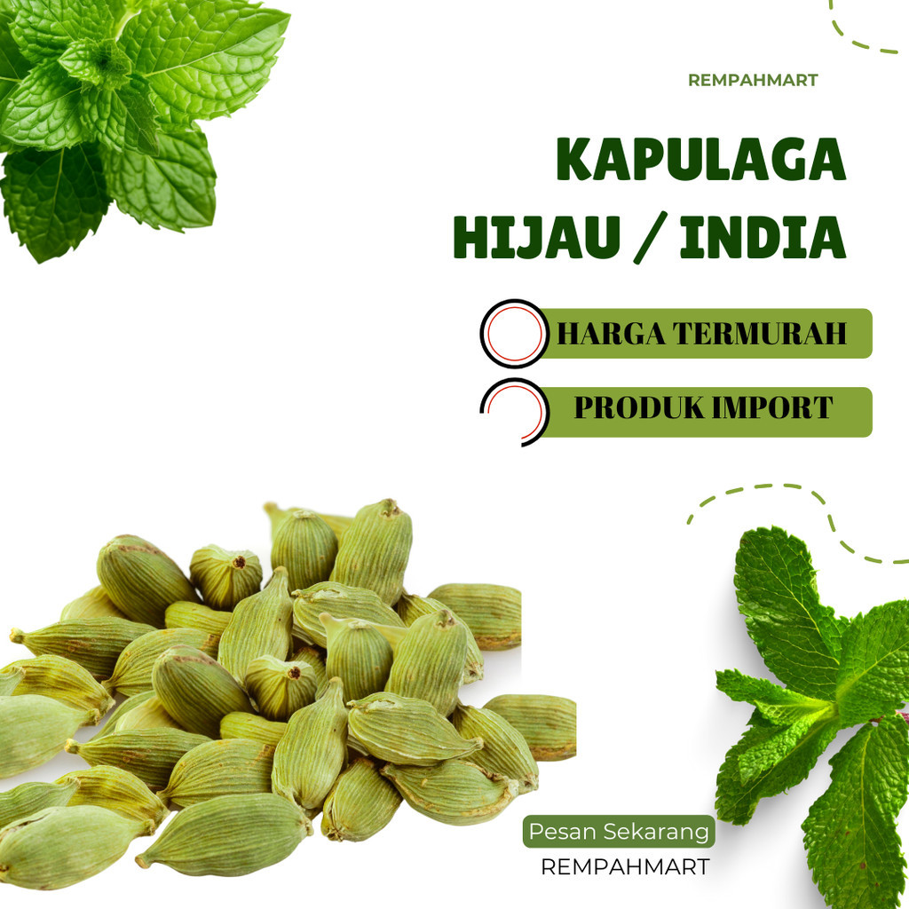 

Kapulaga Hijau Biji Premium / Rempah Kapulaga India Isi 250g & 500g
