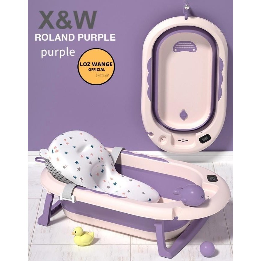 Bak Mandi Bayi Silikon Lipat dilengkapi Thermometer & Matras Anti Slip