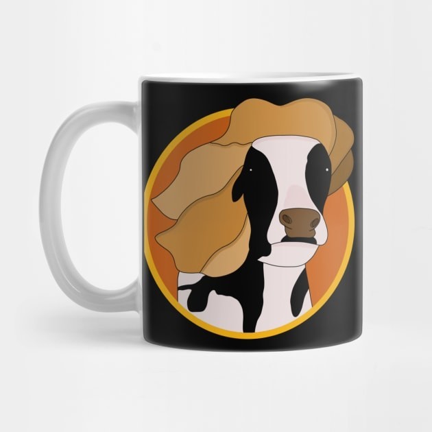 Sapi dengan Mug Kopi Wig Pirang Cow with Blond Wig Coffee Mug