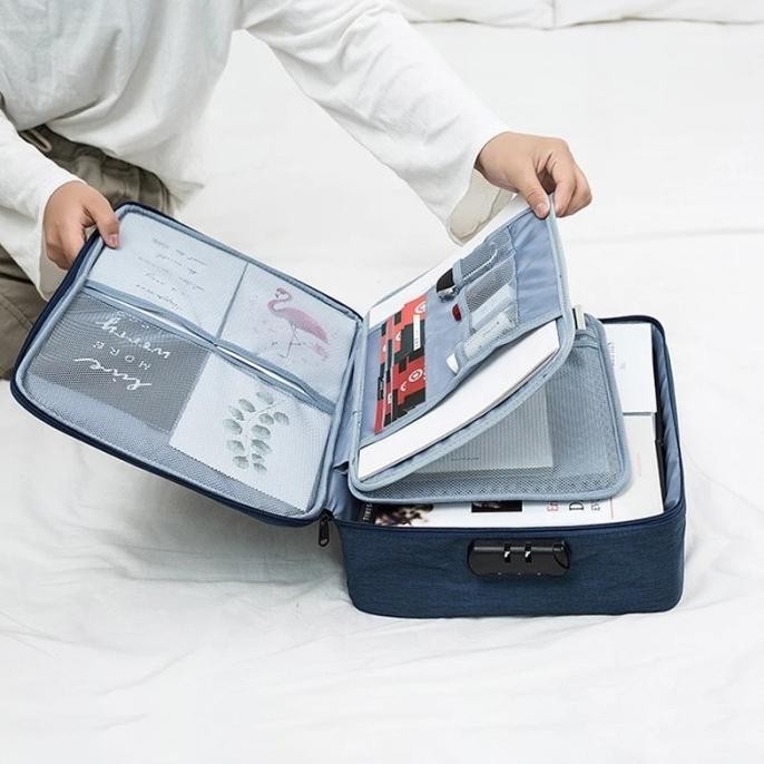 

Tas Dokumen Travel Bag document Storage Box dengan Password Travelling