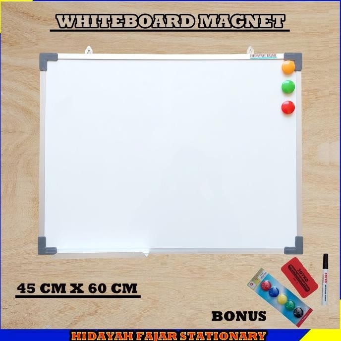 

papan tulis + spidol + penghapus white board + magnet warna