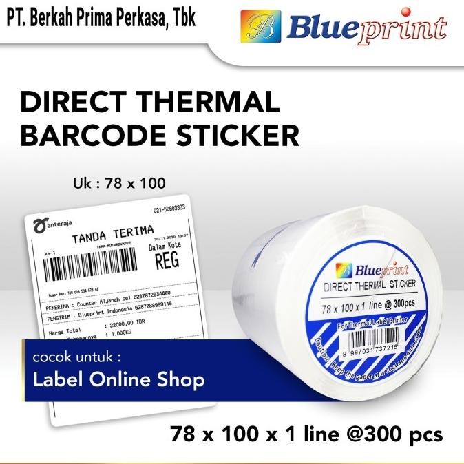 

Direct Thermal Sticker Label Online Shop BLUEPRINT 78x100mm isi 300Pcs