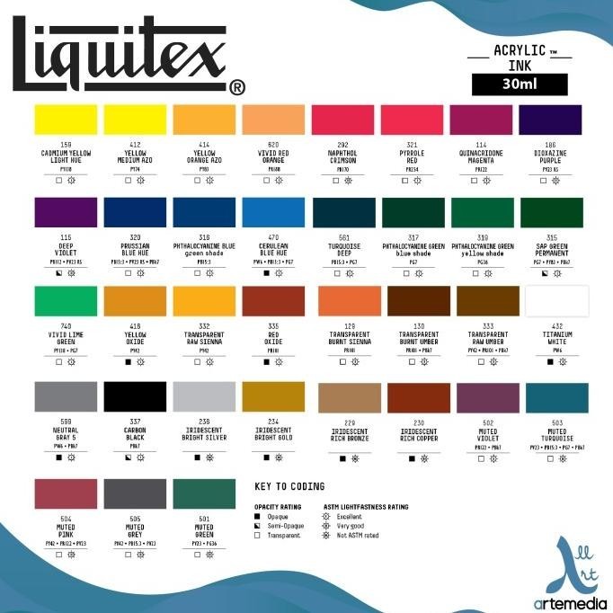 

Tinta Akrilik Liquitex 30ml Acrylic Ink Pigment Calligraphy - 01/02