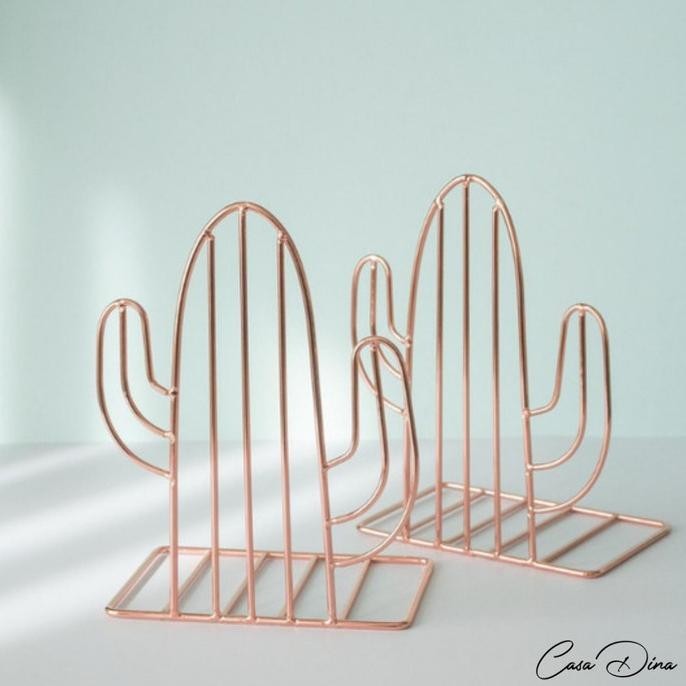 

Cactus Bookholder Bookend Cuts / Holder Buku / Pembatas Buku Gold Rose