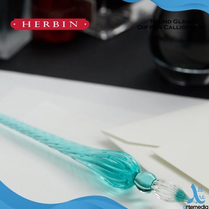 

Pena Celup Kaca Kaligrafi Herbin Round Glass Dip Pen Calligraphy