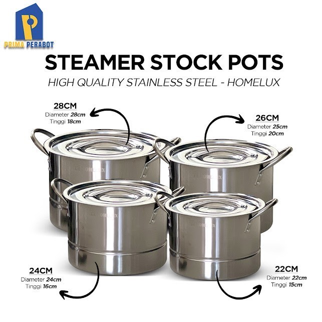 Panci Set Steamer Stock Pot 4 Pcs Homelux India555. Best Seller