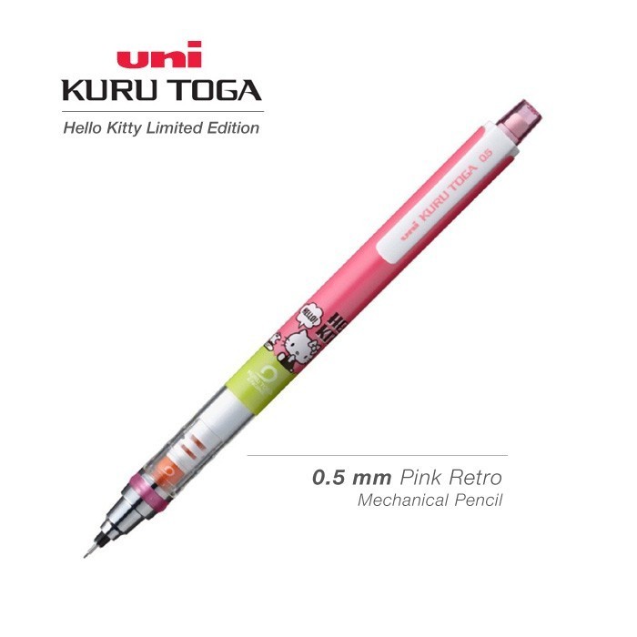 

UNI Kuru Toga Hello Kitty Mechanical Pencil 0.5 mm Pink Retro