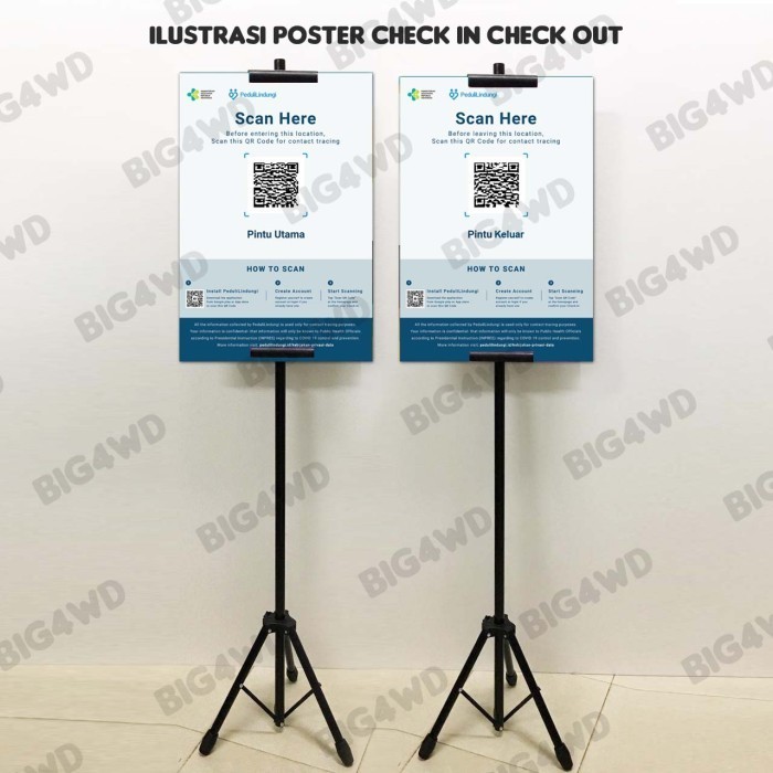 

STANDING TRIPOT POSTER CHECK IN CHECK OUT LENGKAP KAKI + PAPAN