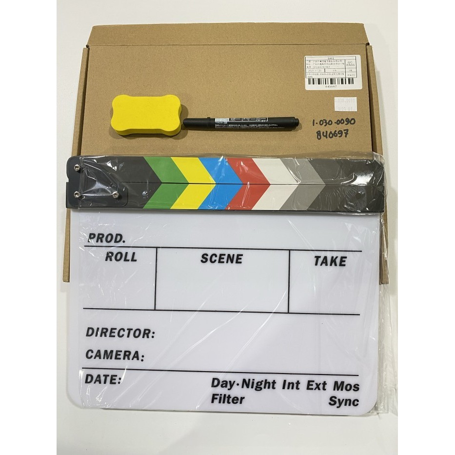 

White Clapper ard Acrylic Dry Erase Director TV Movie Cut Action
