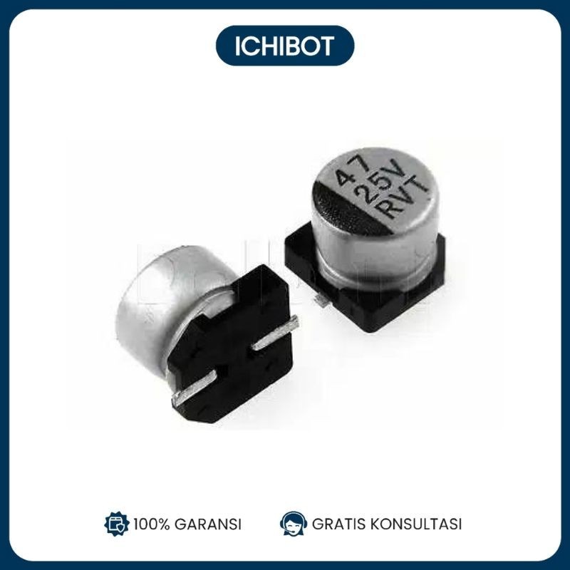 47uF 25v 6.3x5.4 SMD SMT Capacitor Elco Elko Kapasitor 47 uF