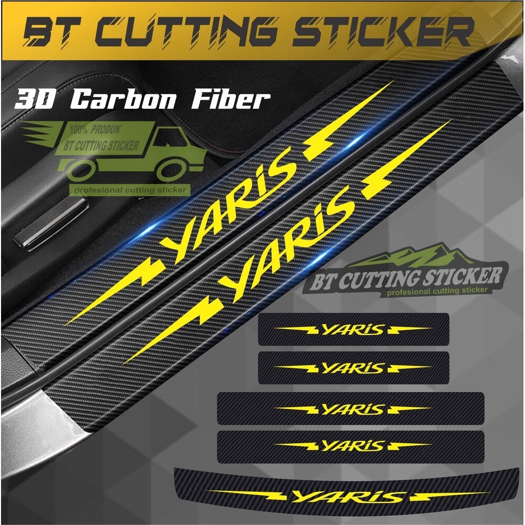 5 pcs sticker carbon yaris stiker mobil yaris stiker toyota yaris stiker carbon 3D YARIS
