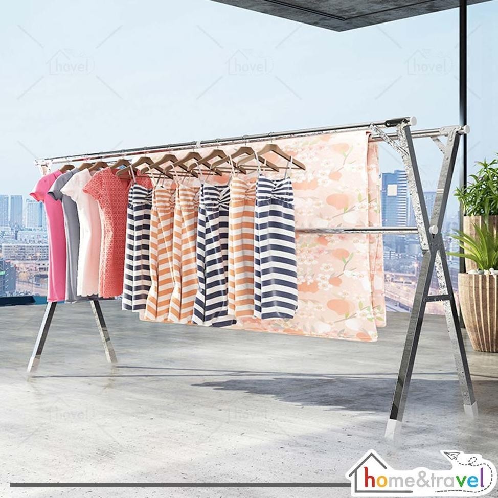 HOVELSHOP Rak Jemuran Baju Outin Stainless Steel Jemuran Baju Lipat Stainless Anti Karat