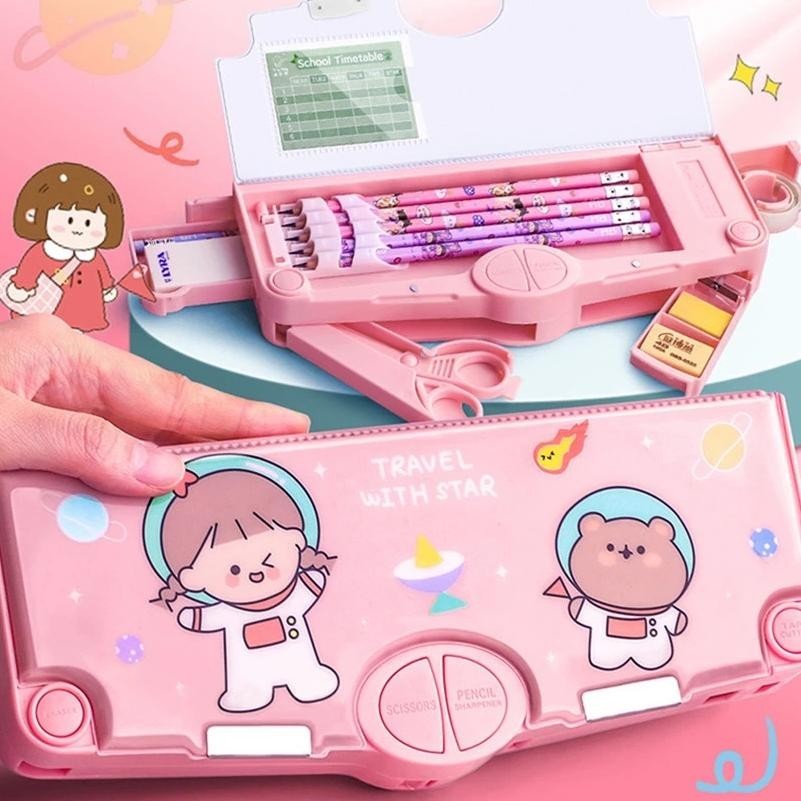 

CodKotak Alat Tulis/Kotak Pensil Pola Kartun Rautan Kapasitas/Tempat Pensil Dua Lapis Bahan Plastik Multifungsi Untuk Anak /Alat Tulis Aesthetic (Lagi Diskon)