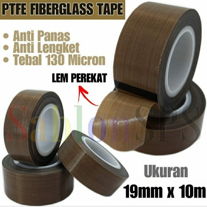

TEFLON TAPE ANTI PANAS PTFE COATED FIBERGLASS 19MMX10MM