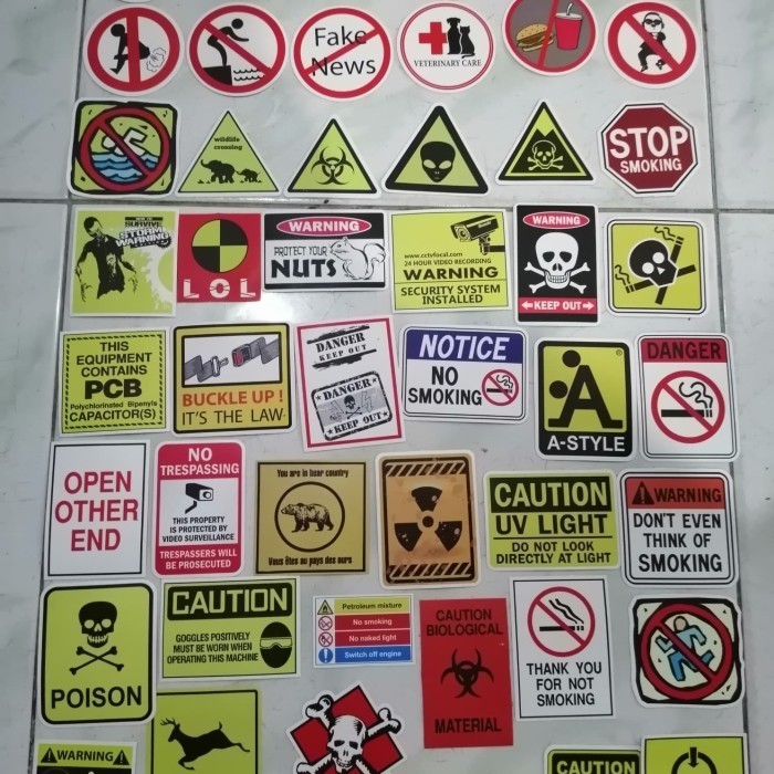 

stiker peringatan isi 50pcs