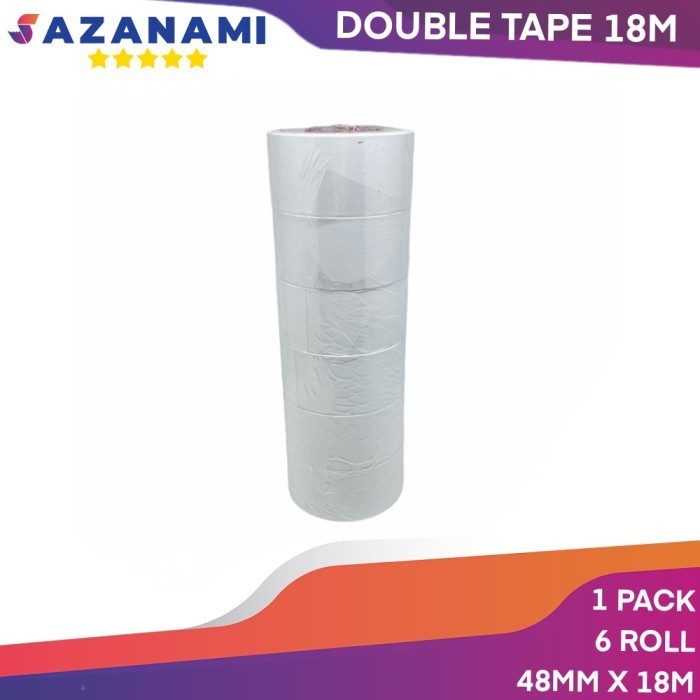 

DOUBLE TAPE 2" 48MM x 18M DOUBLETAPE KERTAS PUTIH SAZANAMI ISI 6ROLL