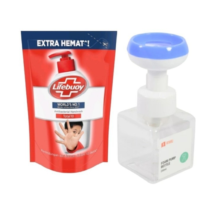 Dispenser Sabun Cair Pump Foam 250Ml + Lifebuoy 180Ml