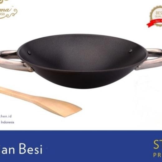 Wajan Kuali Besi Bima Anti Lengket /Wok Besi Anti Lengket