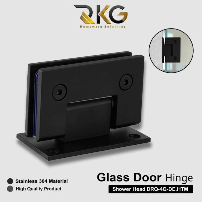 Rkg Engsel Pintu Kaca Ke Tembok Silver Sus304 Tebal 90 Derajat Hitam For Sale