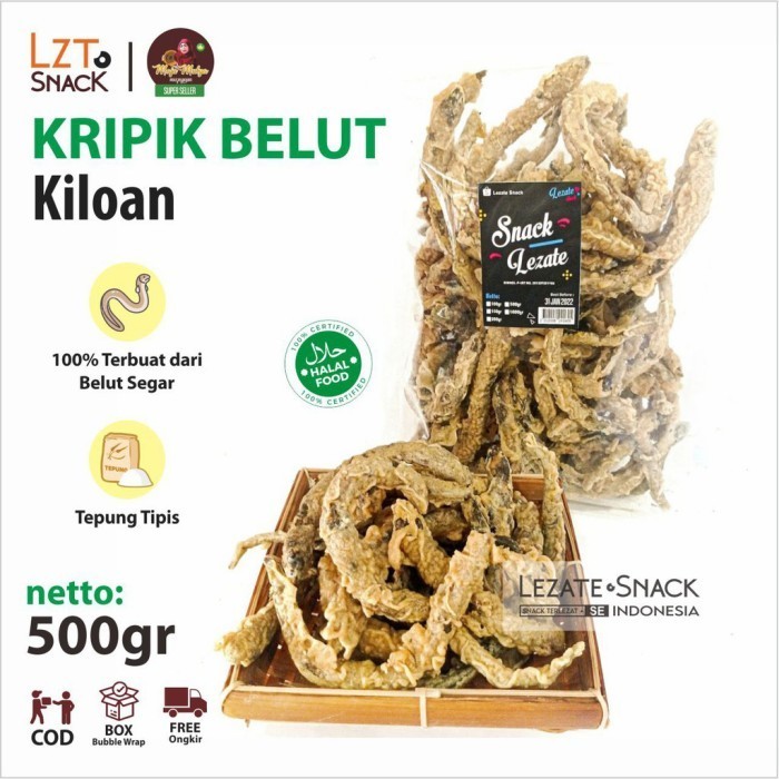 

GRATIS ONGKIR Keripik Belut 500gr Tepung Tipis / Kripik Belut Kiloan Murah Enak