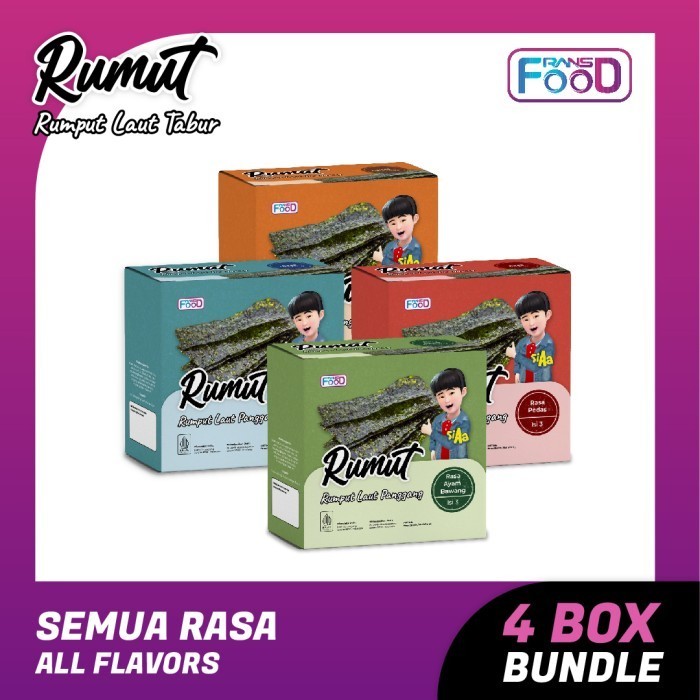 

LIMITED EDITION Rumut Cemilan Rumput Laut Panggang Bundling 4 Rasa