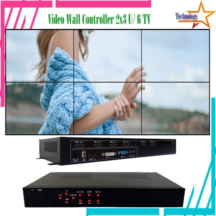 VIDEO WALL CONTROLLER 2X3 3X2 HDMIDVIVGAUSB WITH AUDIO 1080P