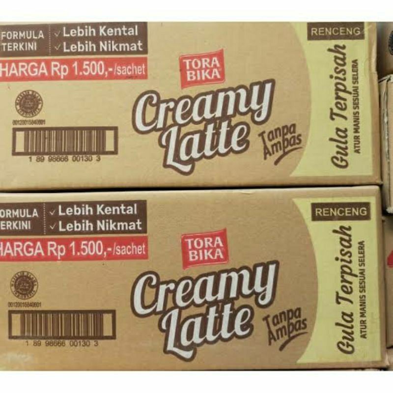 

kopi Torabika creamy latte per dus isi 12gtg