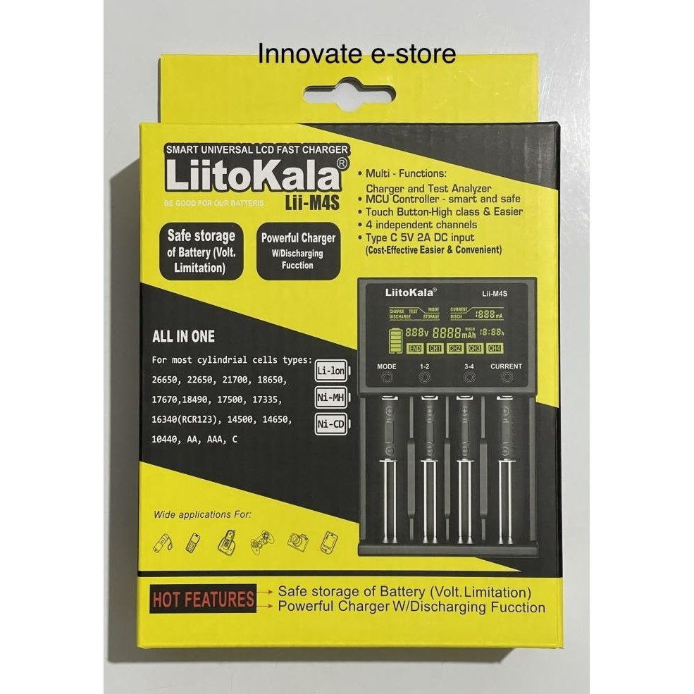 BEBAS ONGKIR - Charger baterai batre 18650 21700 liitokala lii-m4s lii m4s