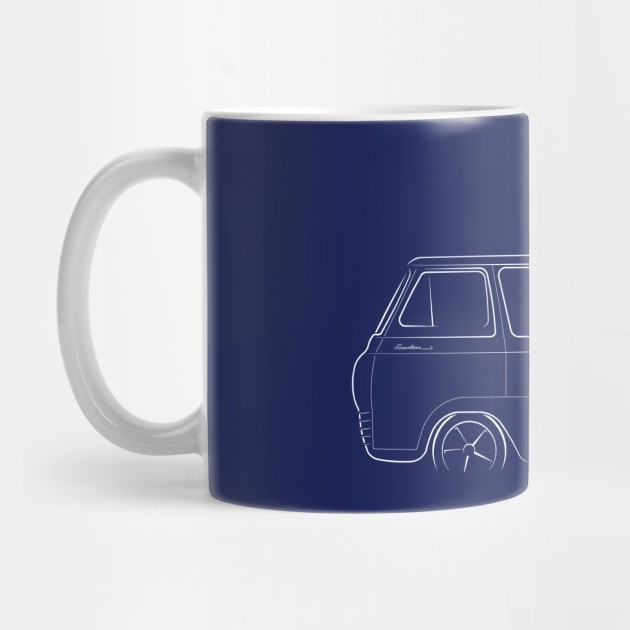 Stensil profil Ford Econoline Van, Mug Kopi putih Ford Econoline Van profile stencil, white Coffee M