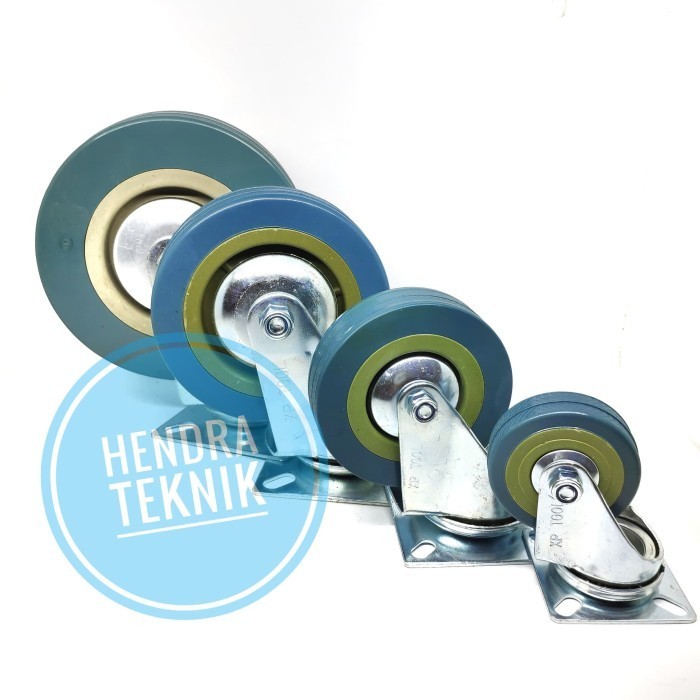 Roda Karet Hidup 4" Roda Gerobak 100Mm Roda Caster Karet Roda Putar 4 Star