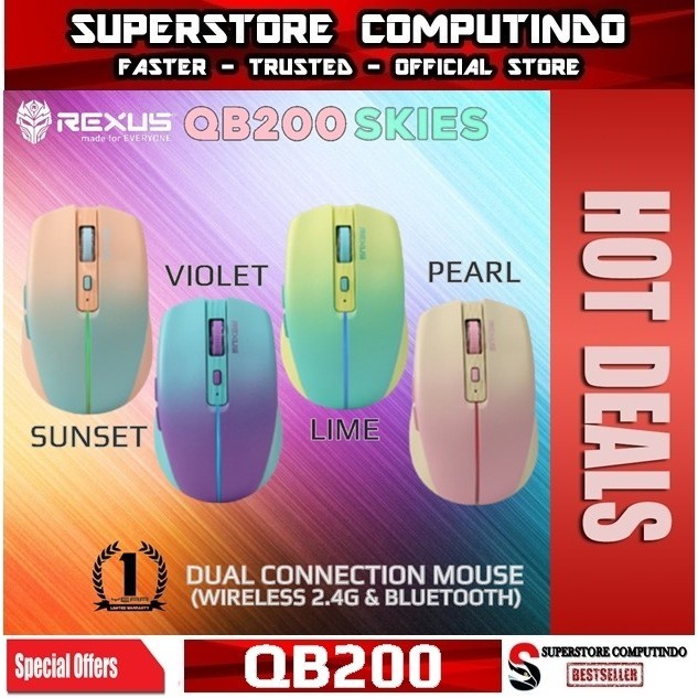 Rexus QB200 QB-200 Skies Wireless Office Mouse Rechargable