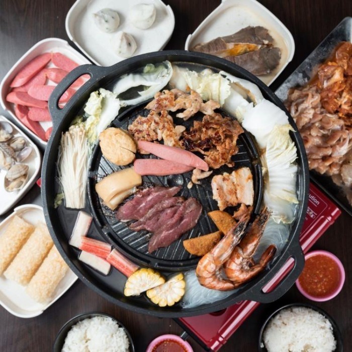 Sukiyaki Bulgogi Pan 2 In 1 Mookata Panci Grill Pan Shabu Shabu Stein