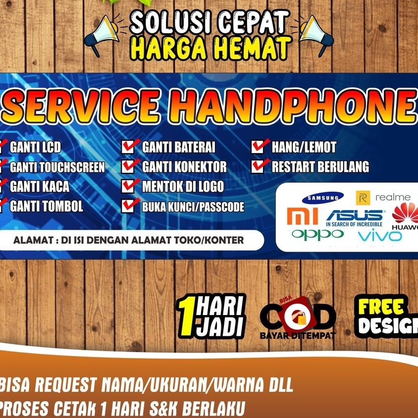 Spanduk/Banner Konter Hp Service Hp Bisa Custom Ubah Nama & Tulisan Ukuran 200 X 80