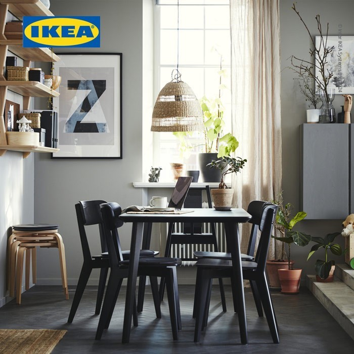 Ikea Lisabo Meja Makan Minimalis Hitam 140X78 Cm