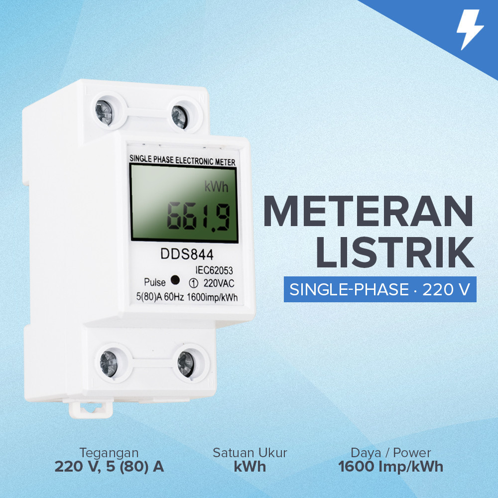 R3S Dianqi Meteran Listrik Digital Din Rail Kwh Meter Single-phase 220 V - Dds844 - White R3WS