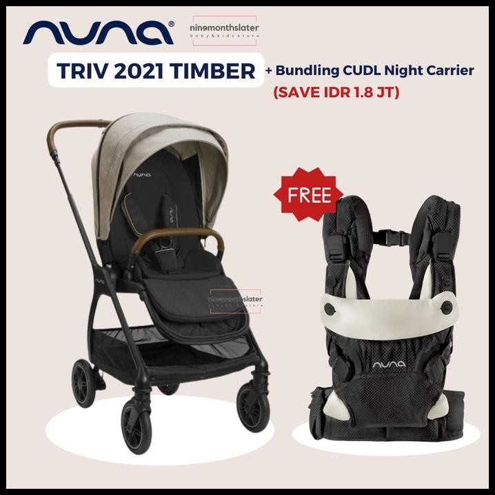 Nuna Triv Stroller Timber Granite 2021 Free Cudl Night Kereta Bayi