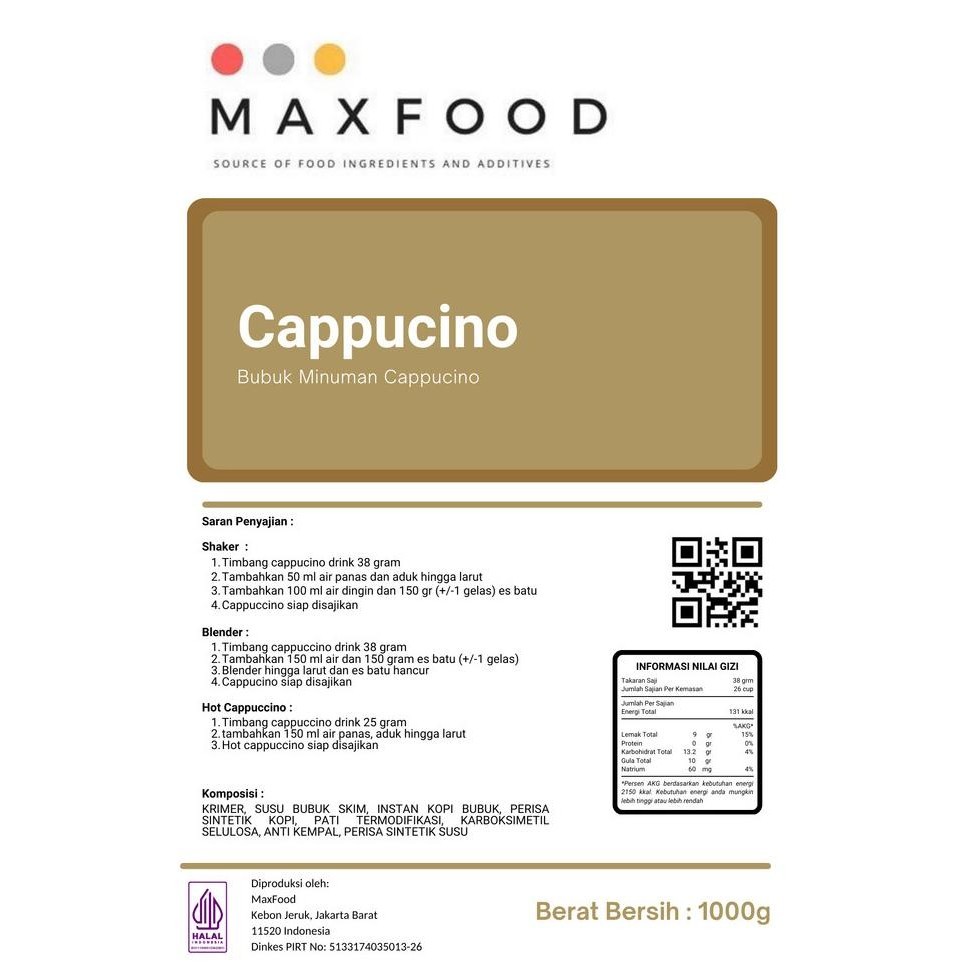 

[1Kg] Premix Coffee Cappuccino Powder Drink / Bubuk Minuman Capucino