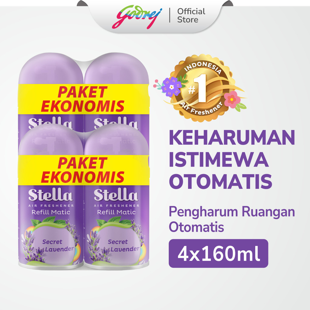 Stella Refill Matic Secret Lavender 4x 160ml - Pengharum Ruangan Otomatis