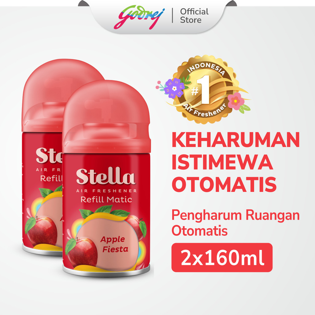 Stella Refill Matic Apple Fiesta 2x 160ml - Pengharum Ruangan Otomatis