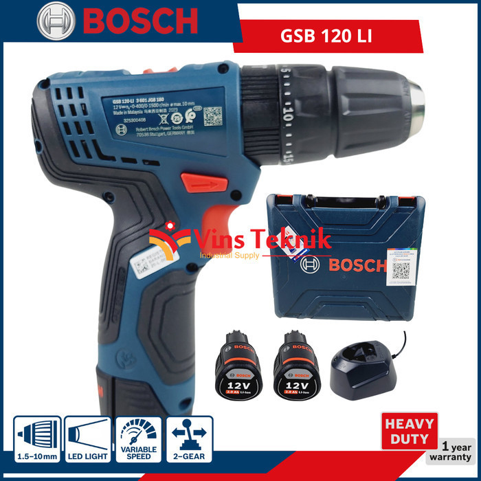 Mesin Bor Baterai 12V Cordless Impact Drill Gsb120Li Bosch Gsb 120 Li