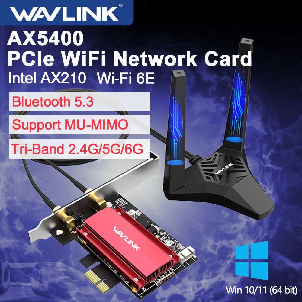 WAVLINK AX5400 WIFI 6E PCIE Jaringan Kartu Tri-band AX210 Adaptor Nirkabel dengan Bluetooth 5.3 untu