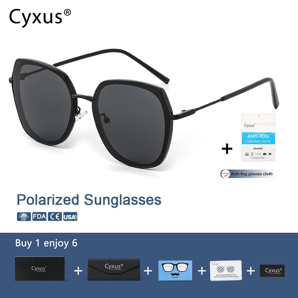 Cyxus Fashion Hip-Hop Kacamata Hitam Mata Kucing Kecil untuk Wanita/Pria Kacamata Terpolarisasi Pant