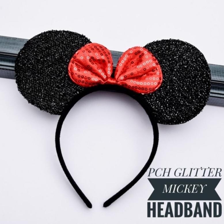 Bando Mickey Mouse Glitter Jumbo / Bando Miki / Bando Mickey Glitter / Mickey Mouse Headband Bando A