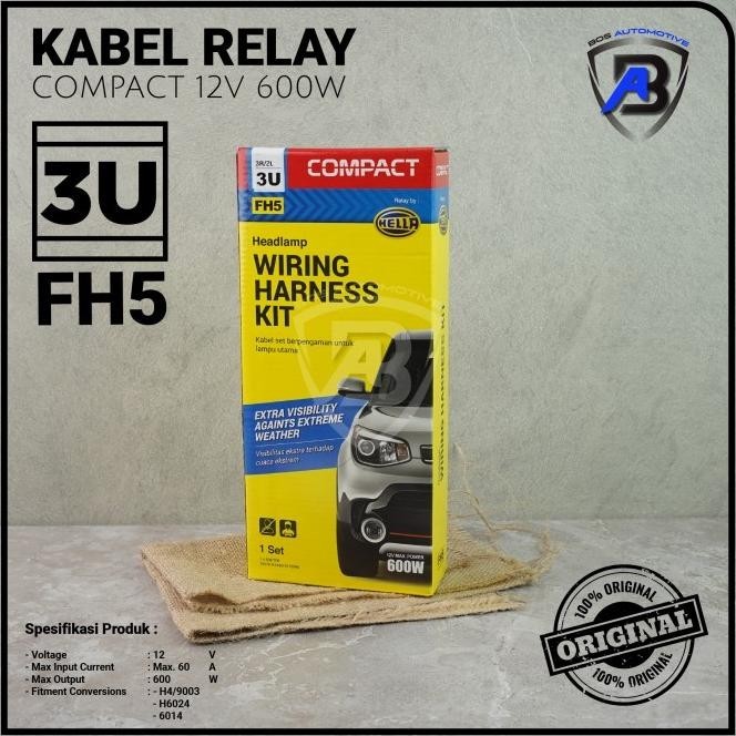 Kabel Relay Set Hella Lampu Depan Headlamp Mobil H4 3 Relay Original