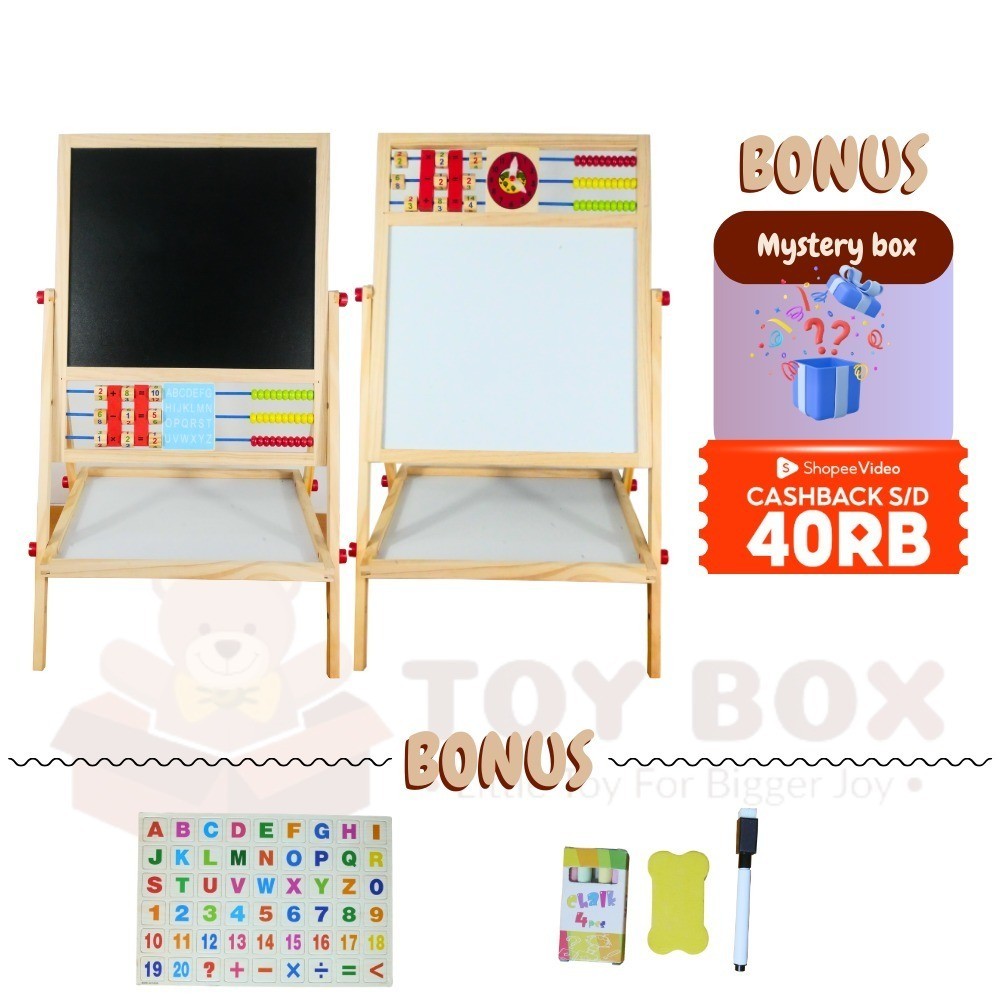

Mainan Uk Reguler 2in1 Magnetic Education Board - ( Black dan Whiteboard ) Papan Tulis Belajar /